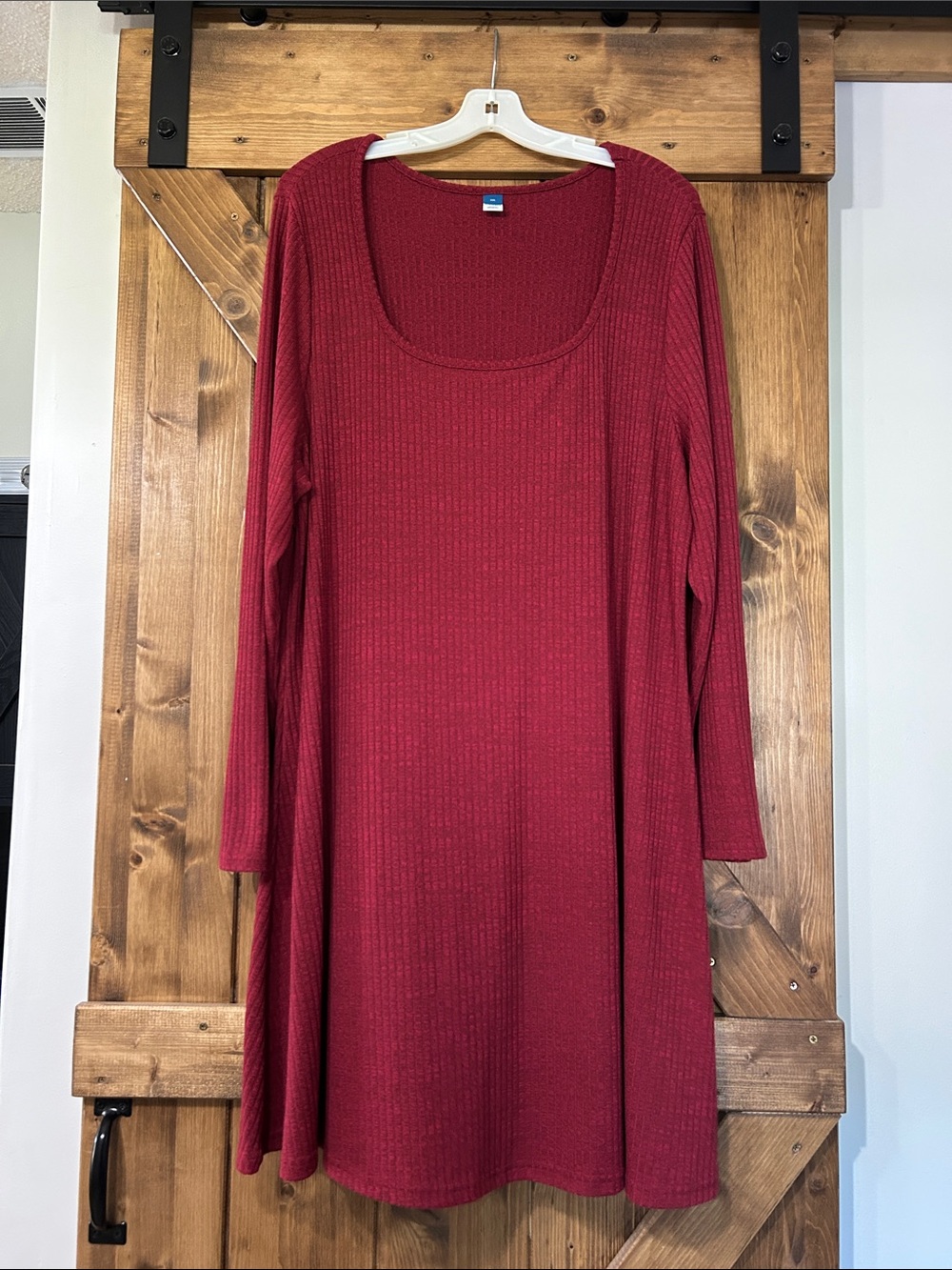Old Navy Ribbed Red Long Sleeve Sweater Dress